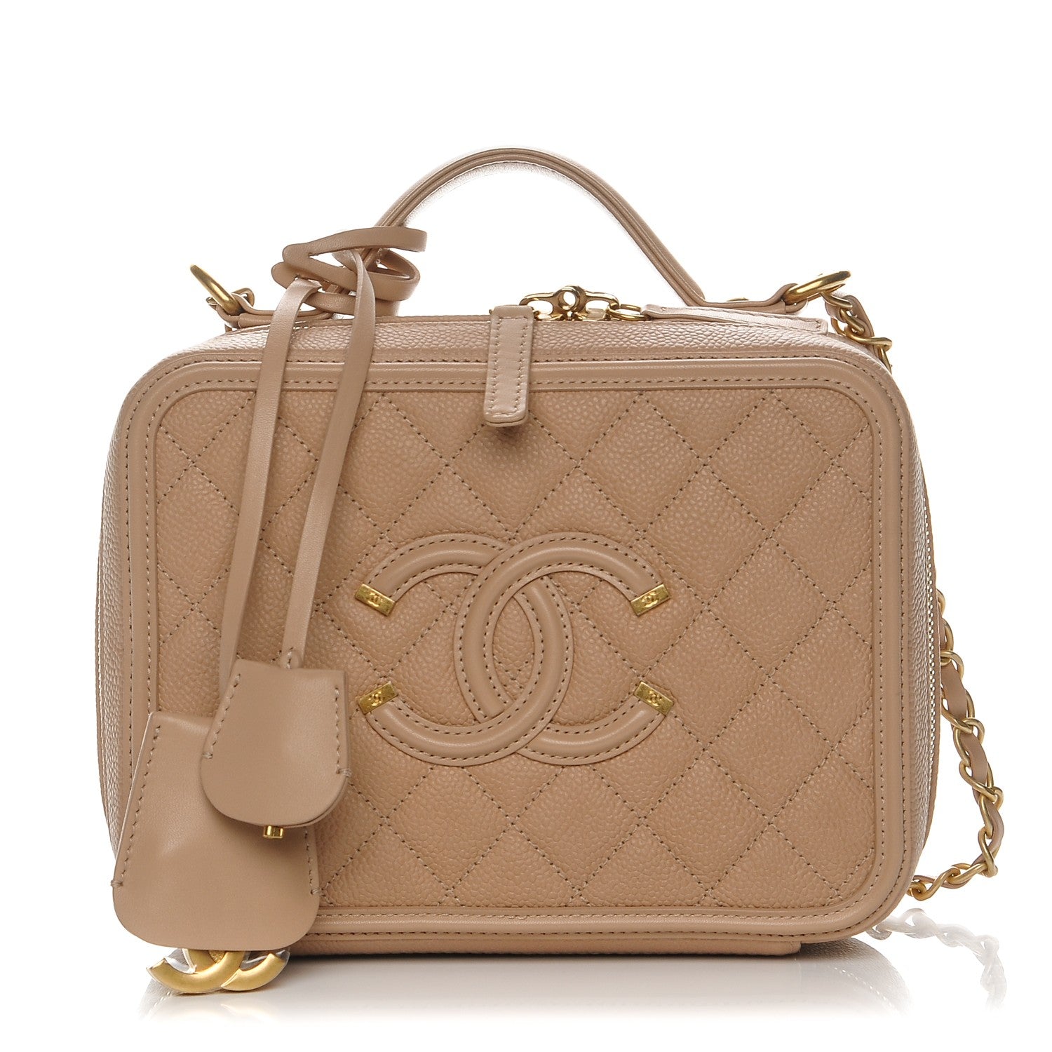 Chanel Caviar Quilted Medium CC Filigree Vanity Case Beige 1 of 9