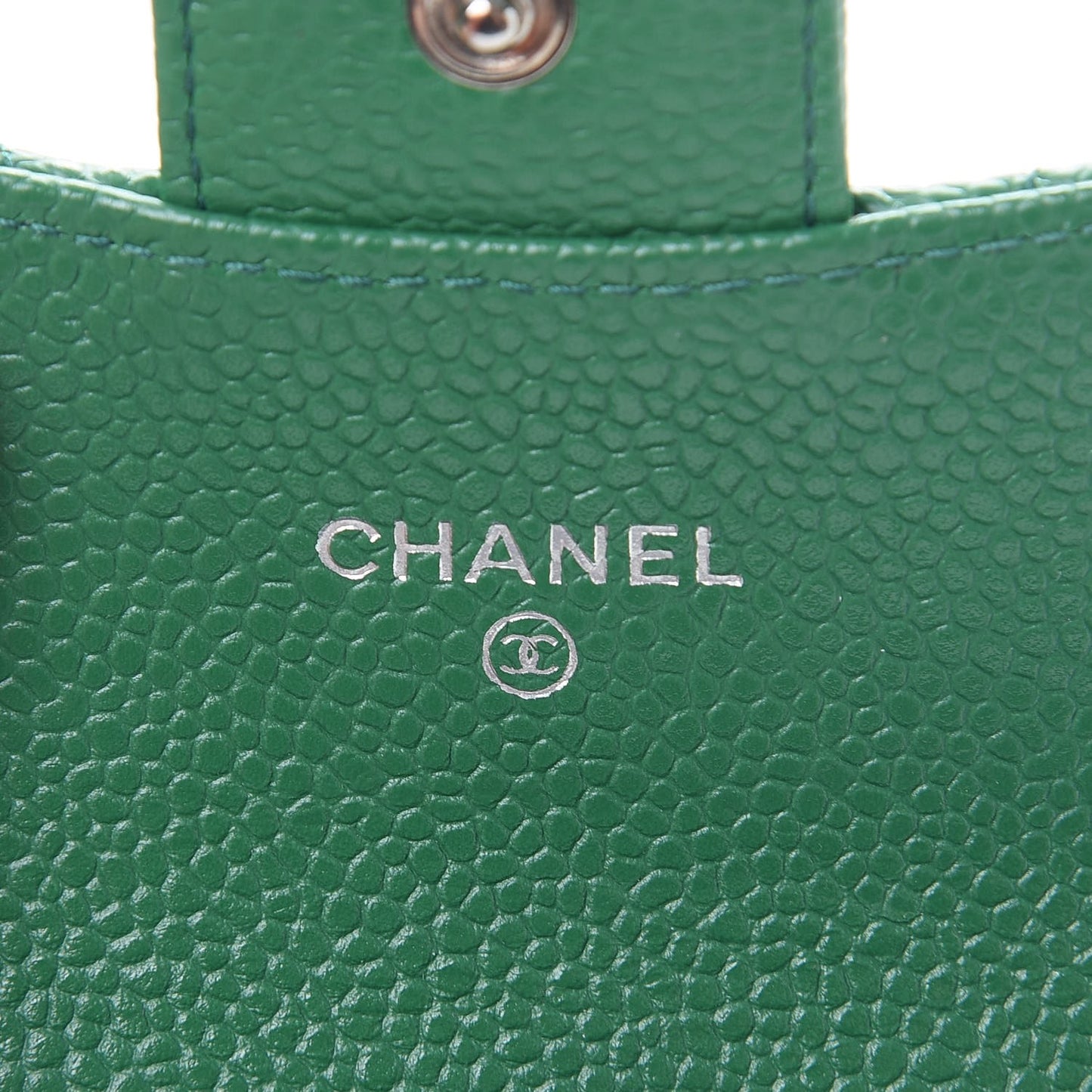 Caviar Quilted Flap Card Holder Green