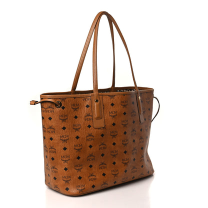 MCM Visetos Medium Liz Reversible Shopper Tote Cognac 3 of 12