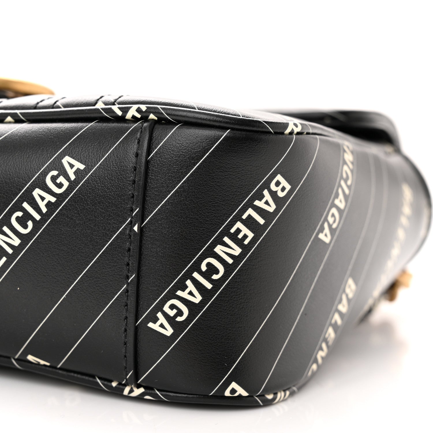 Gucci X BALENCIAGA Calfskin Matelasse Logo Print Small GG Marmont Shoulder Bag Black 10 of 11