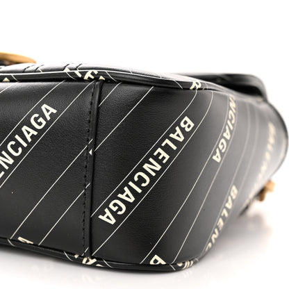 Gucci X BALENCIAGA Calfskin Matelasse Logo Print Small GG Marmont Shoulder Bag Black 10 of 11