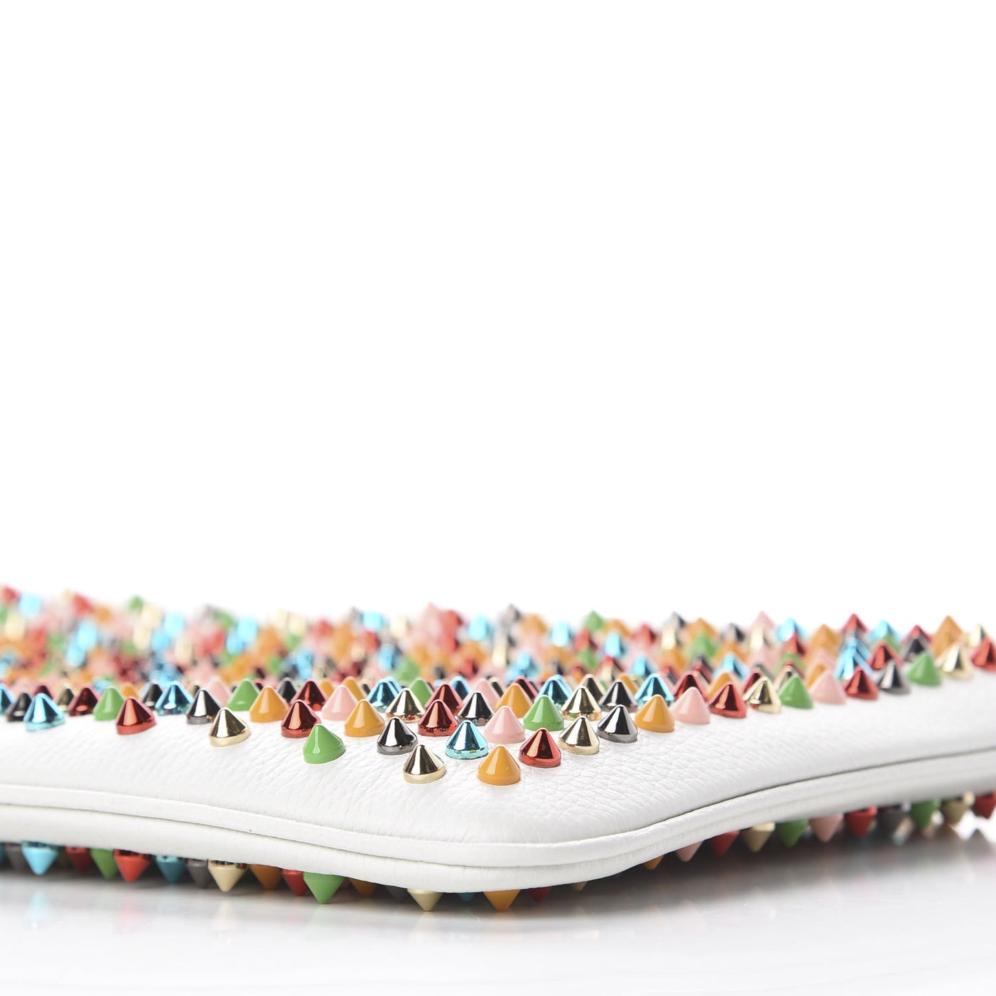 Calfskin Empire Spikes Loubiposh Clutch White Multi