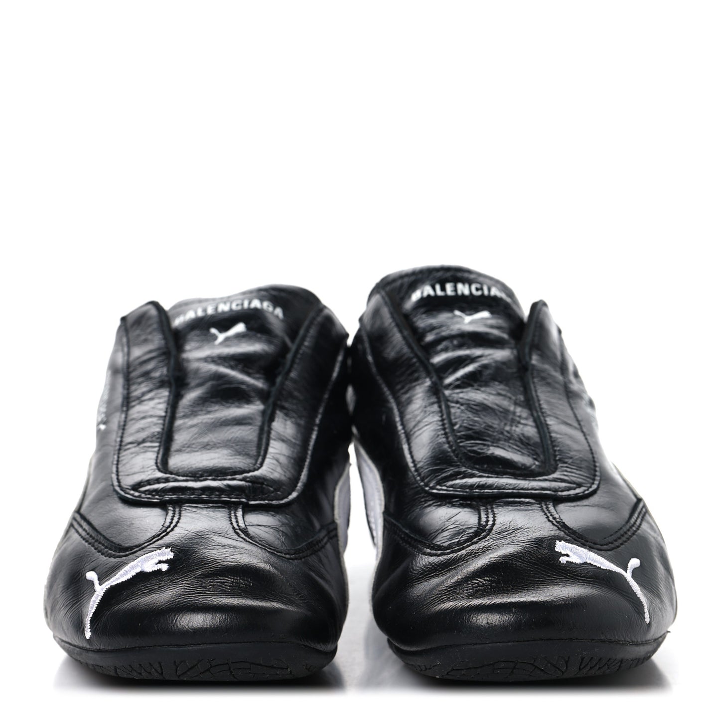 X PUMA Crumpled Calfskin Mens Speedcat Sneakers 42 Black White