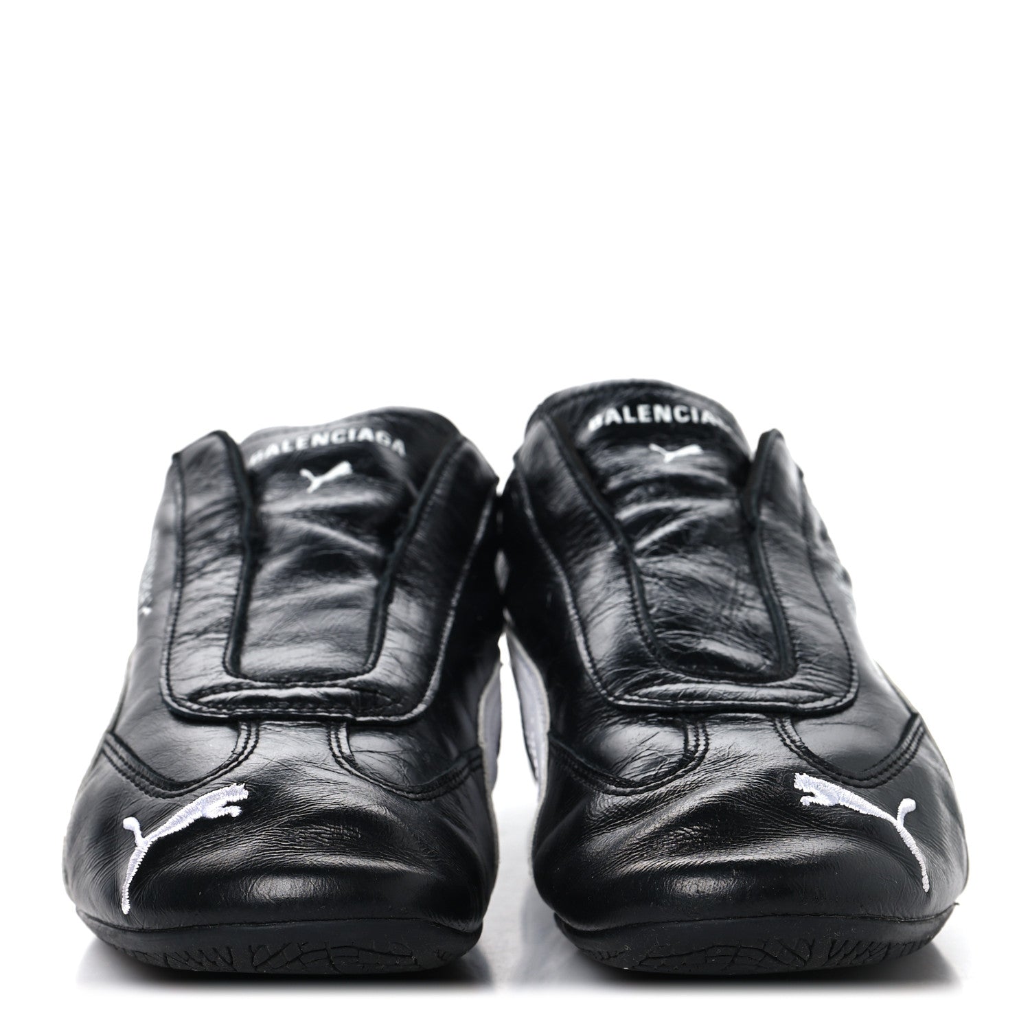 Balenciaga X PUMA Crumpled Calfskin Mens Speedcat Sneakers 42 Black White 3 of 9