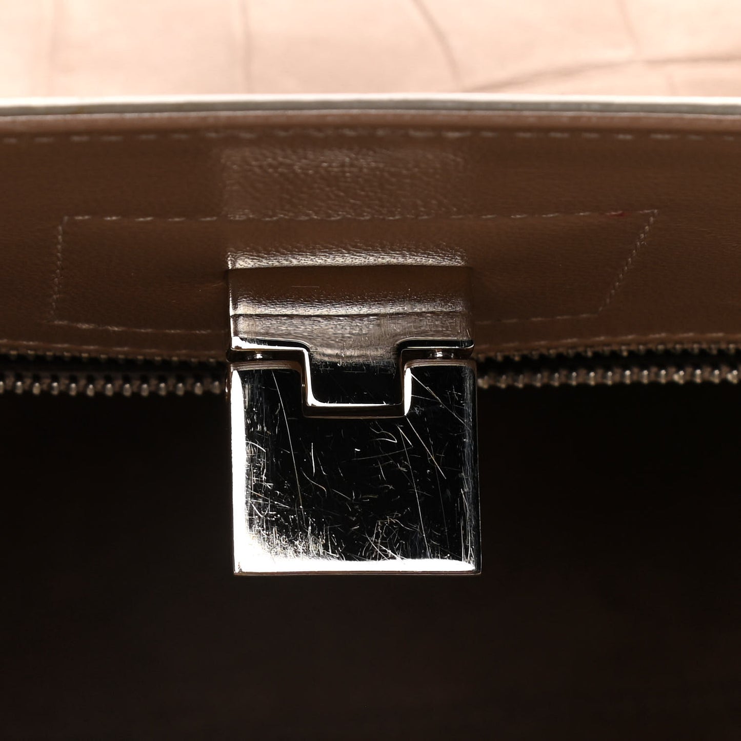 Crocodile Embossed Calfskin Riley Tote Beige