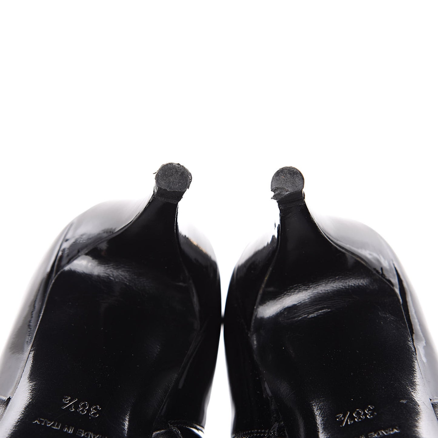 Patent Lambskin Cap Toe Short Boots 38.5 Black