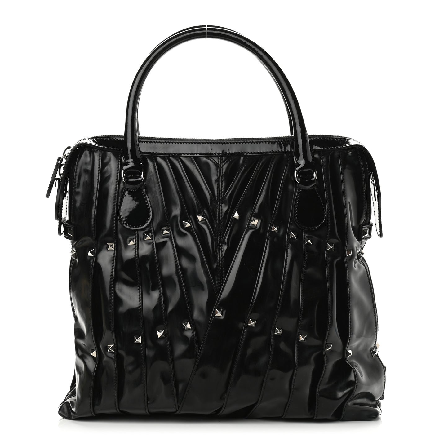 VALENTINO Patent Maizeon Studded Tote Black