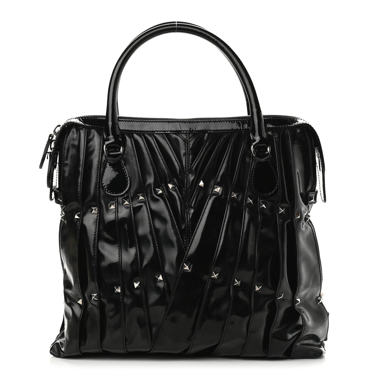 Valentino Garavani VALENTINO Patent Maizeon Studded Tote Black 1 of 8