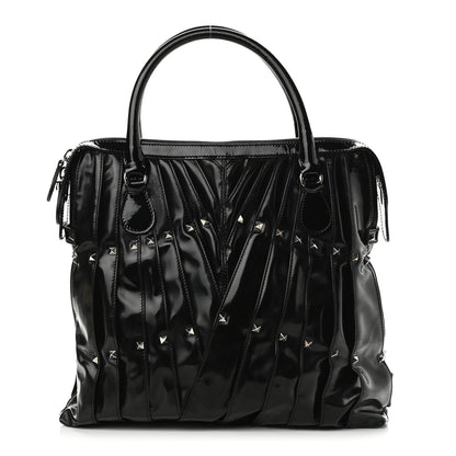 Valentino Garavani VALENTINO Patent Maizeon Studded Tote Black 1 of 8