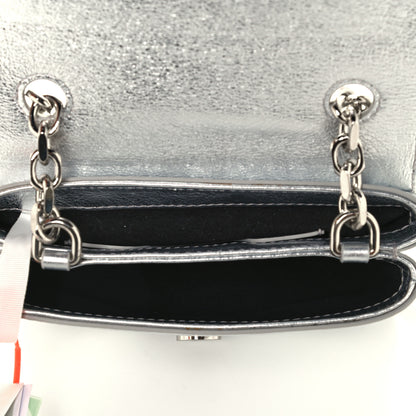 Off-White Calfskin Metallic Small Binder Clip Crossbody Silver 4 of 10