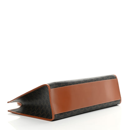 Celine Triomphe Canvas Calfskin Horizontal Cabas Tan 4 of 12