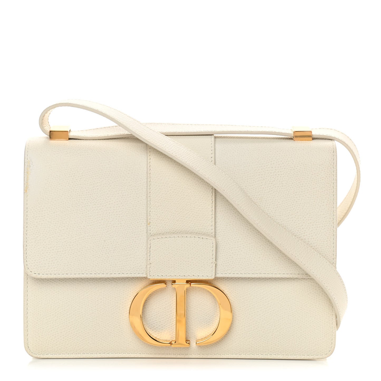 Grained Calfskin 30 Montaigne Flap Bag White