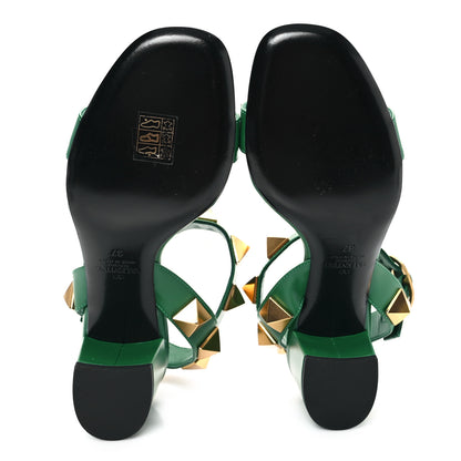 Valentino Garavani Calfskin Roman Stud 60mm Sandals 37 Brilliant Green 6 of 11