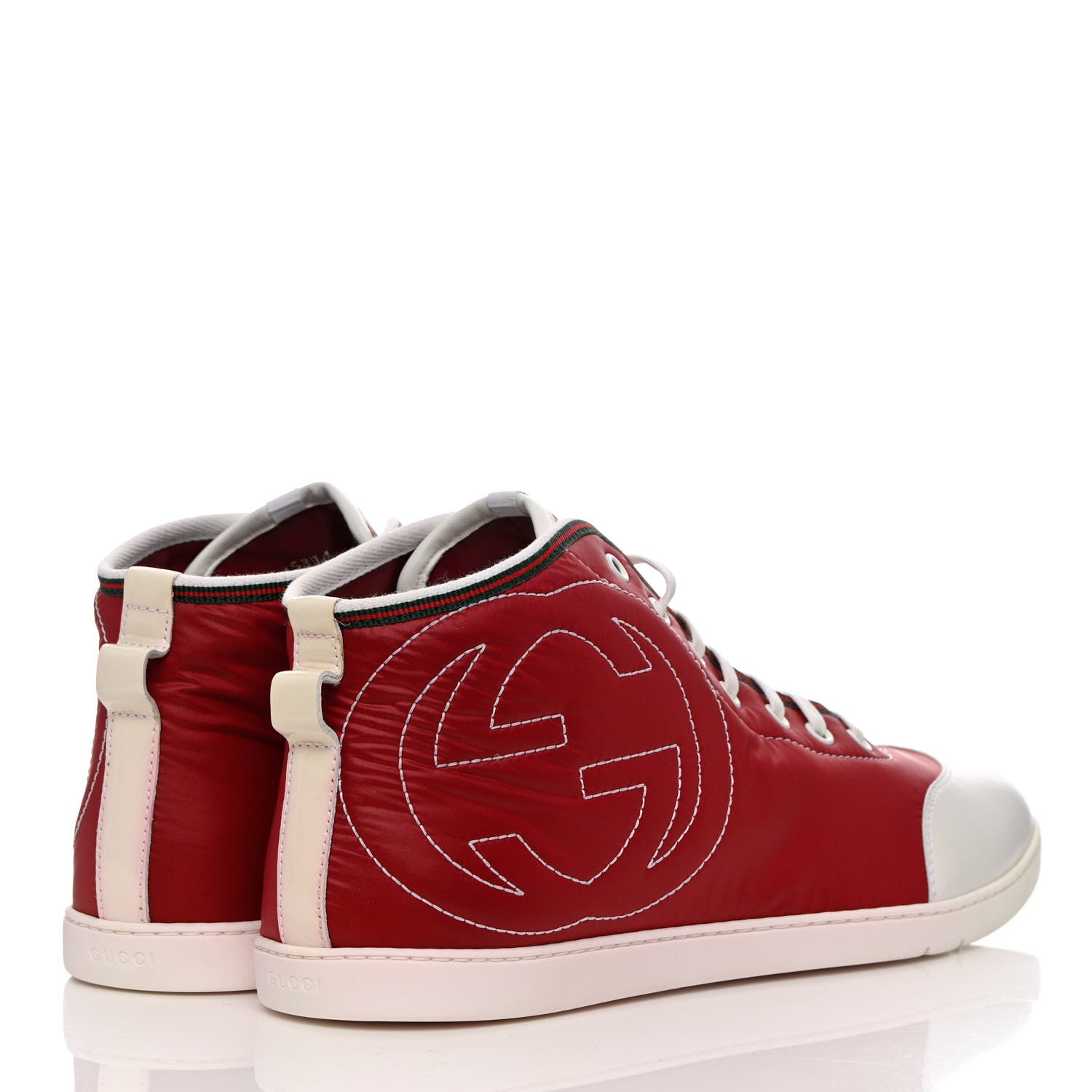 Gucci Nylon Calfskin Mens High Top Sneakers 8.5 Cerise 4 of 11