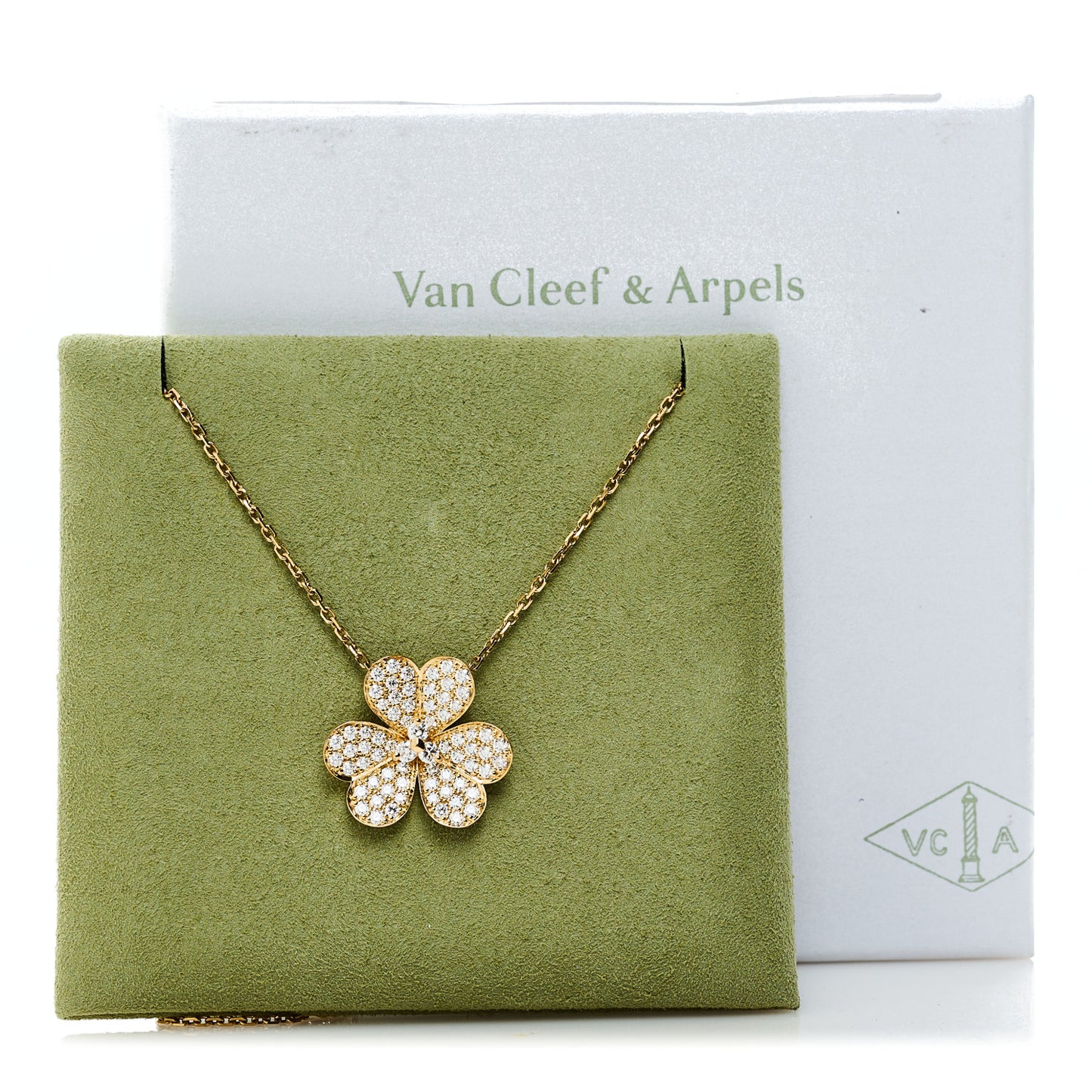 18K Yellow Gold Diamond Large Frivole Pendant Pave Necklace