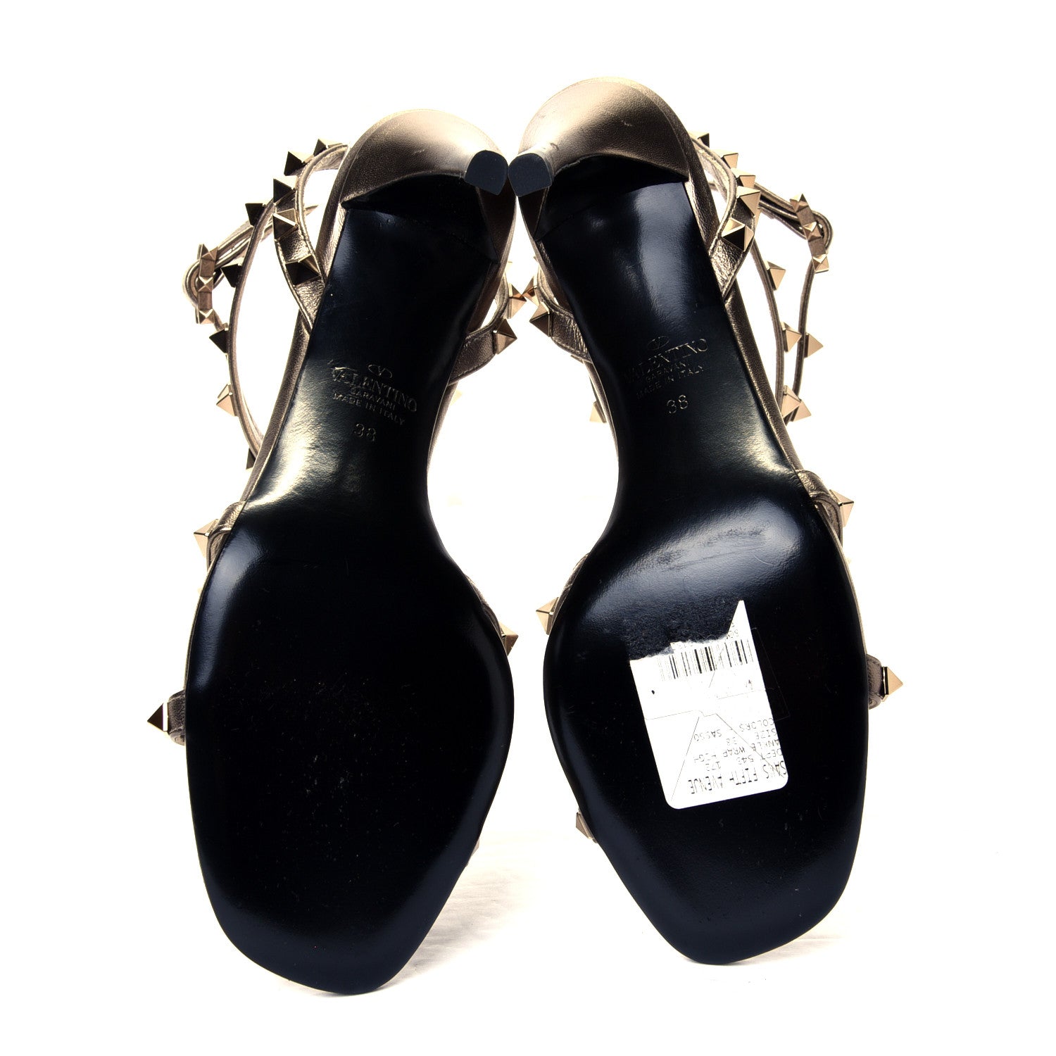 Valentino Garavani Metallic Nappa Rockstud Ankle Wrap 85mm Sandals 38 Sasso 4 of 4