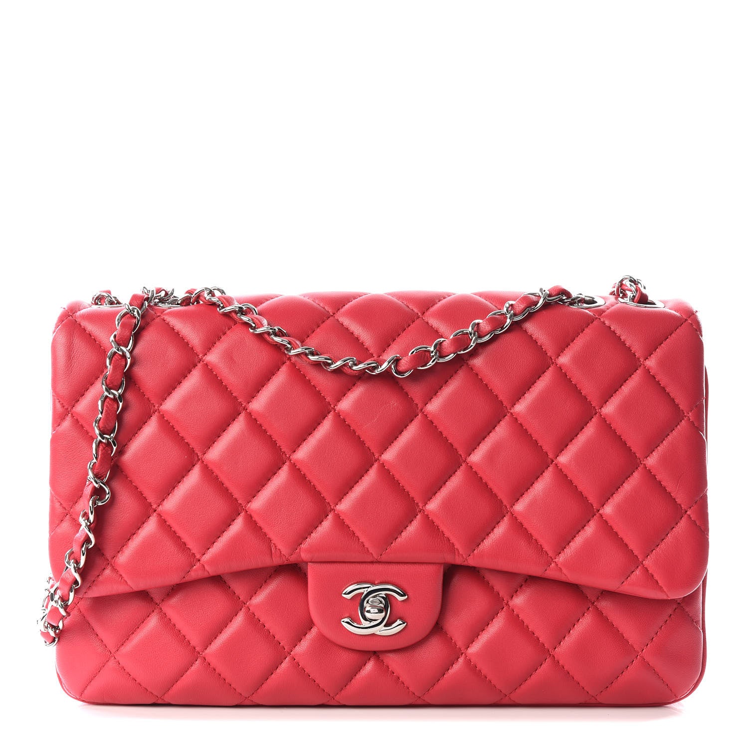 Chanel Lambskin Quilted Jumbo Chanel 3 Flap Dark Pink 1 of 11