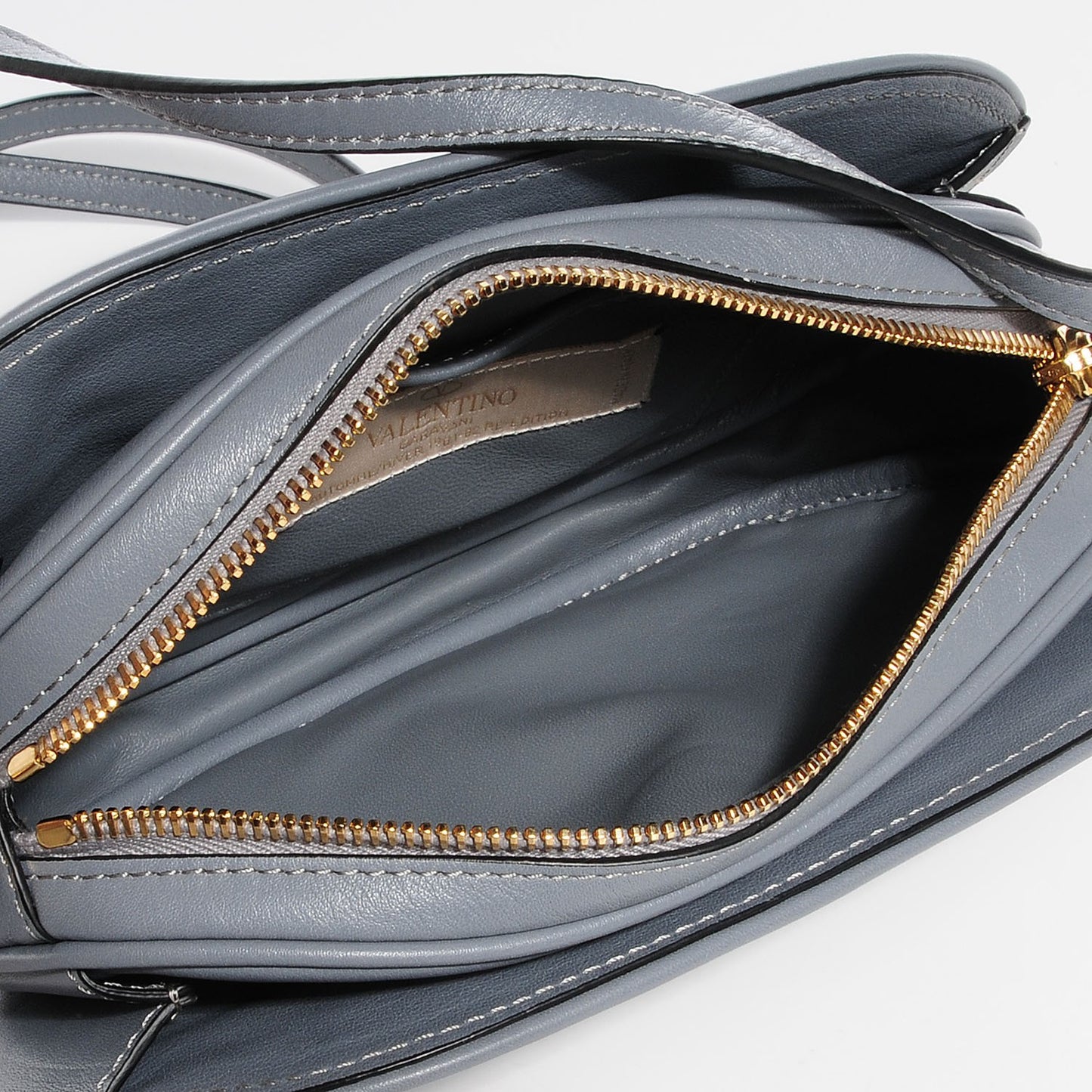 Calfskin Logo Go Crossbody Bag Grey