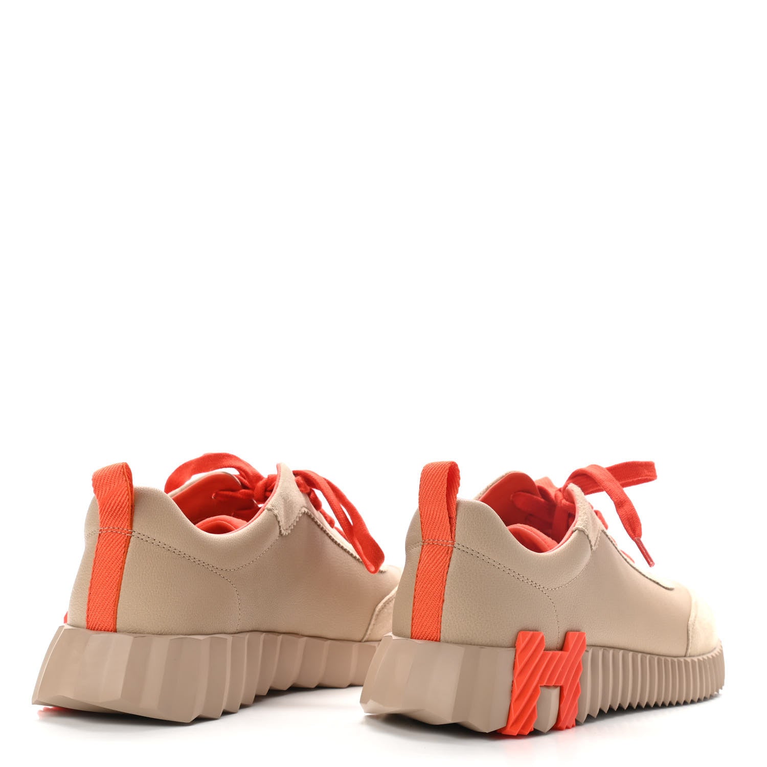 Hermes Goatskin Suede Bouncing Sneakers 38 Beige Sarrasin Sanguine 4 of 10