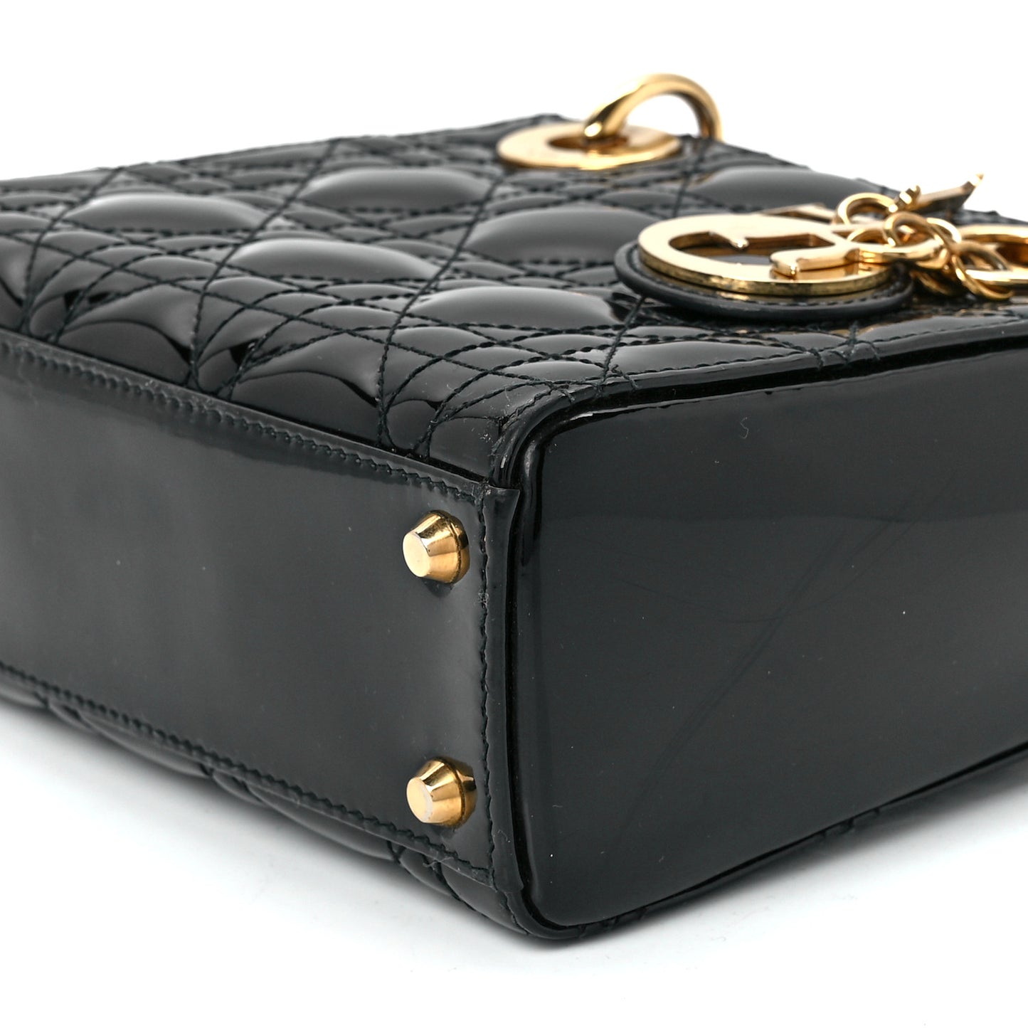 Patent Cannage Mini Lady Dior Black