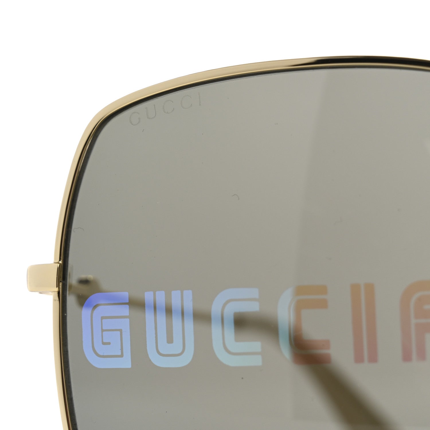 Gucci Metal Rectangular Guccify Frame Sunglasses GG0414S Gold 7 of 8