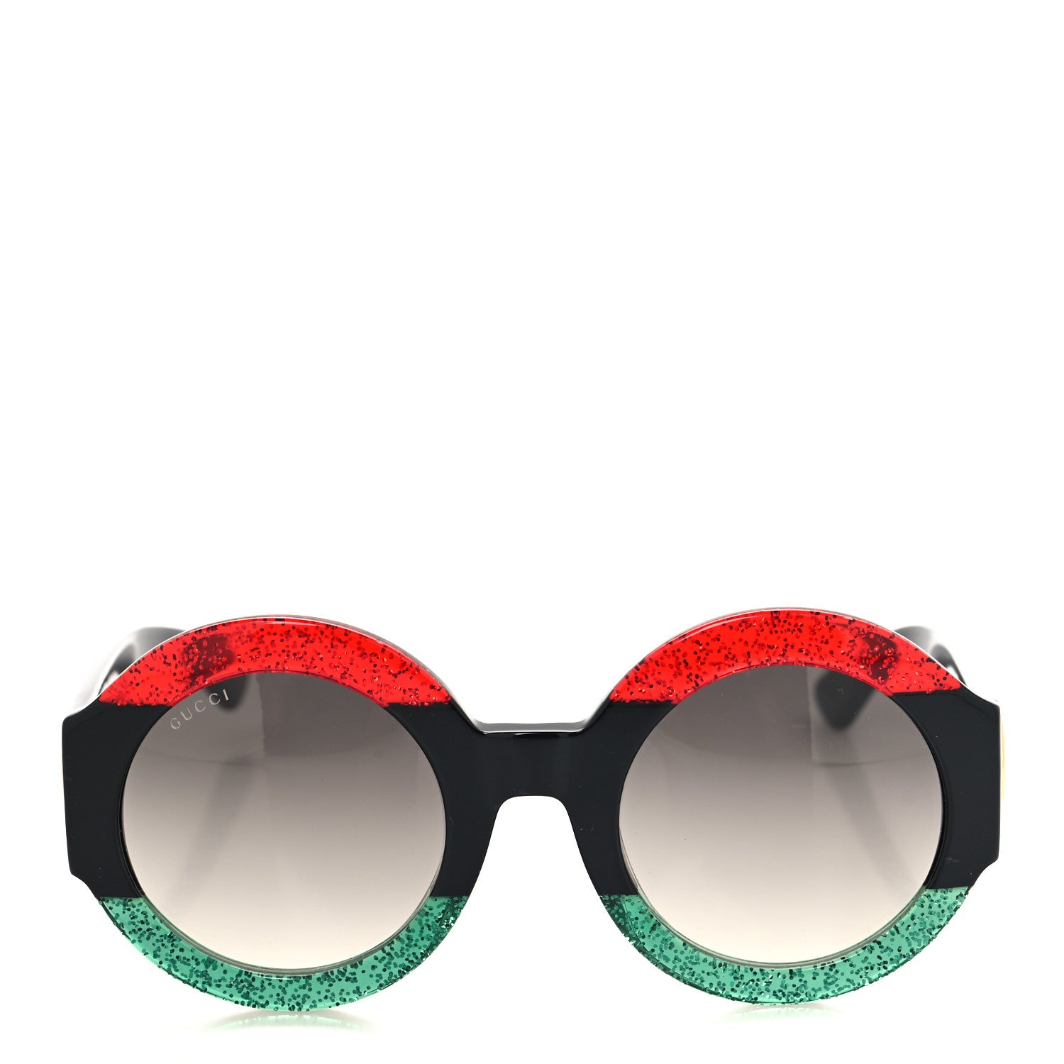 Gucci Acetate Glitter Round Frame GG0084S Sunglasses Red Green 2 of 6