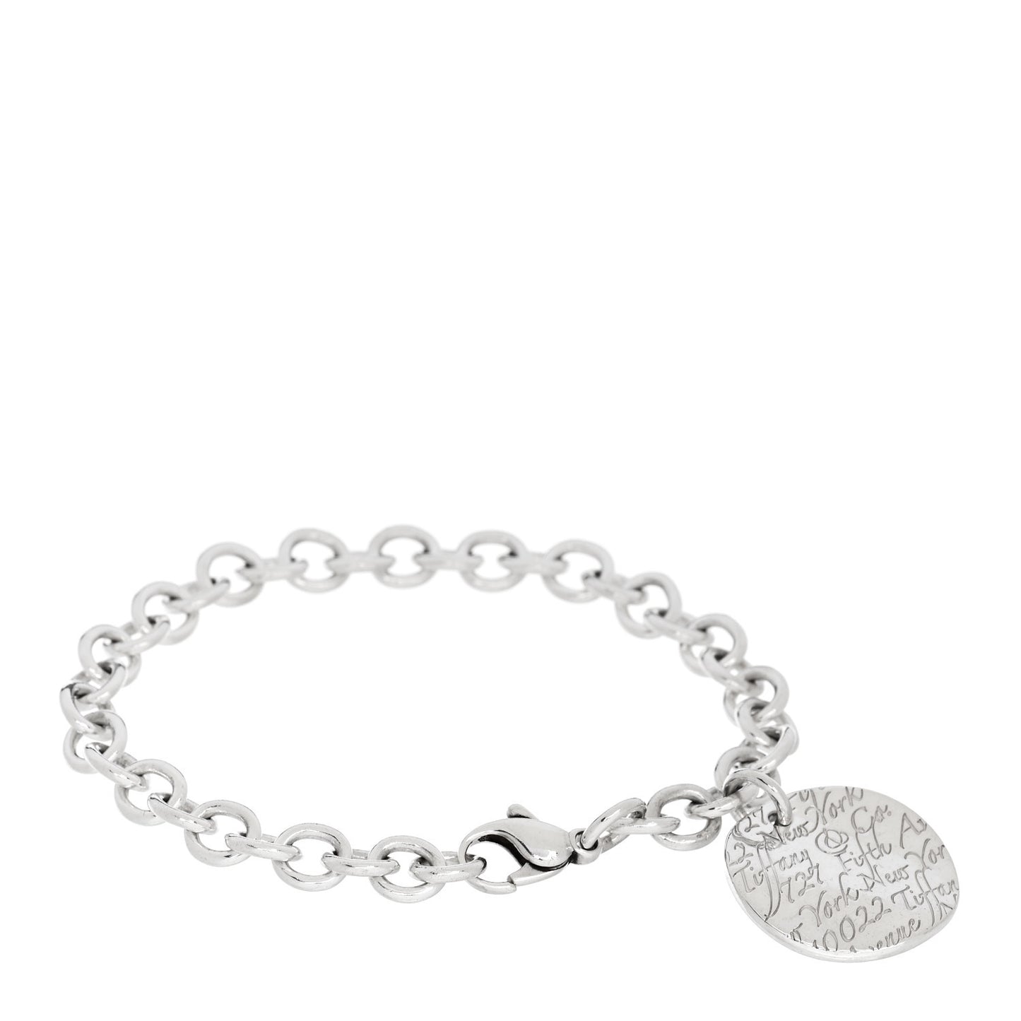 Sterling Silver Notes Round Tag Charm Bracelet