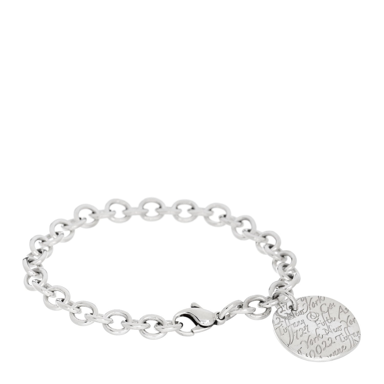 Tiffany Sterling Silver Notes Round Tag Charm Bracelet 1 of 4