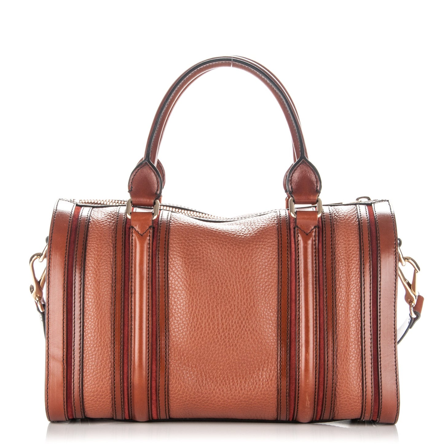 Grainy Calfskin Medium Alchester Bowling Bag Brown