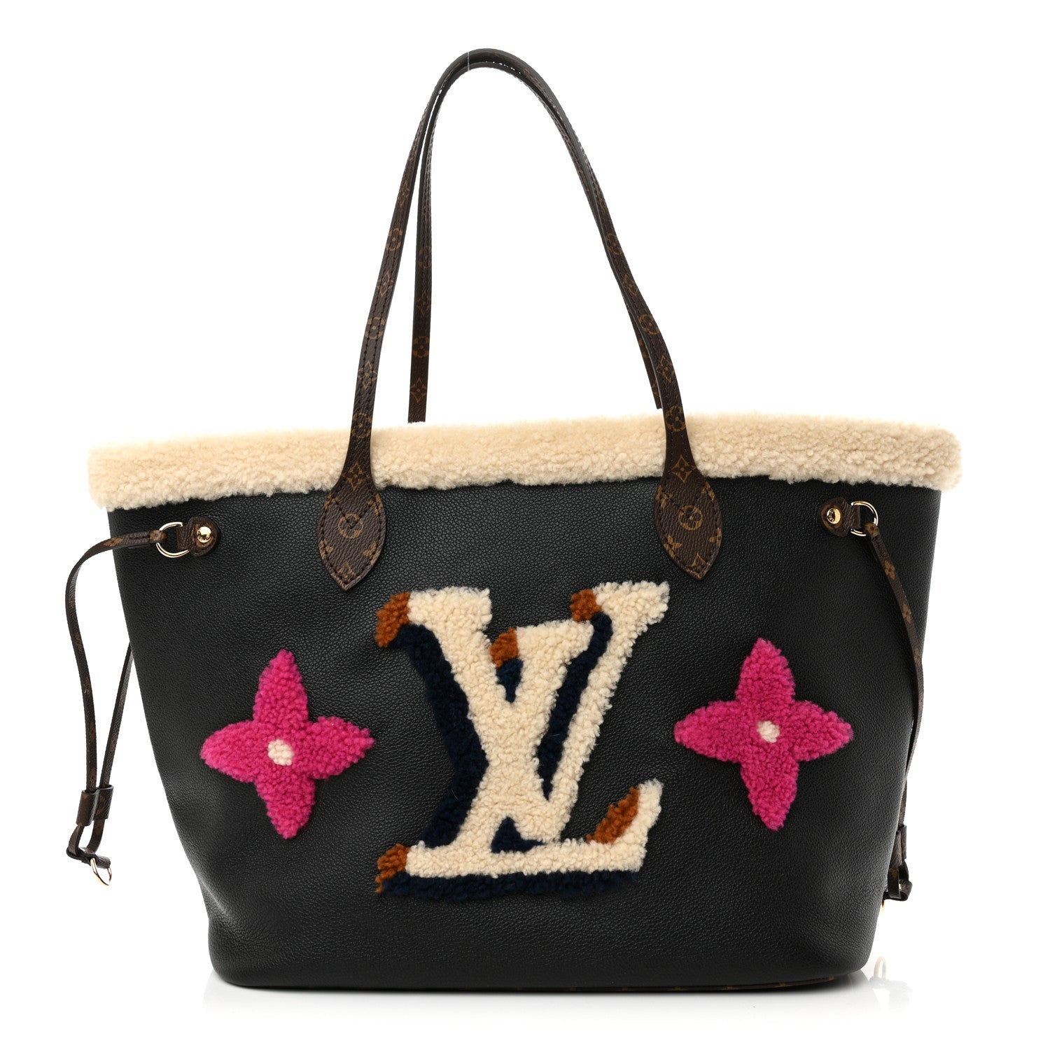Louis Vuitton Calfskin Monogram Teddy Neverfull MM Black 1 of 10