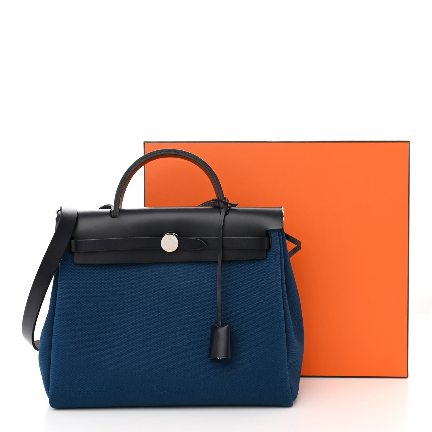Hermes Toile Vache Hunter Herbag Zip Retourne 31 PM Black Blue De Malte 14 of 14