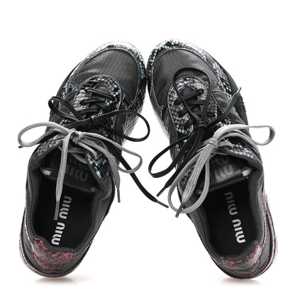 Miu Miu Nylon Technical Ayers Pitone Gymnasium Sneakers 38 Blue Multicolor 2 of 8