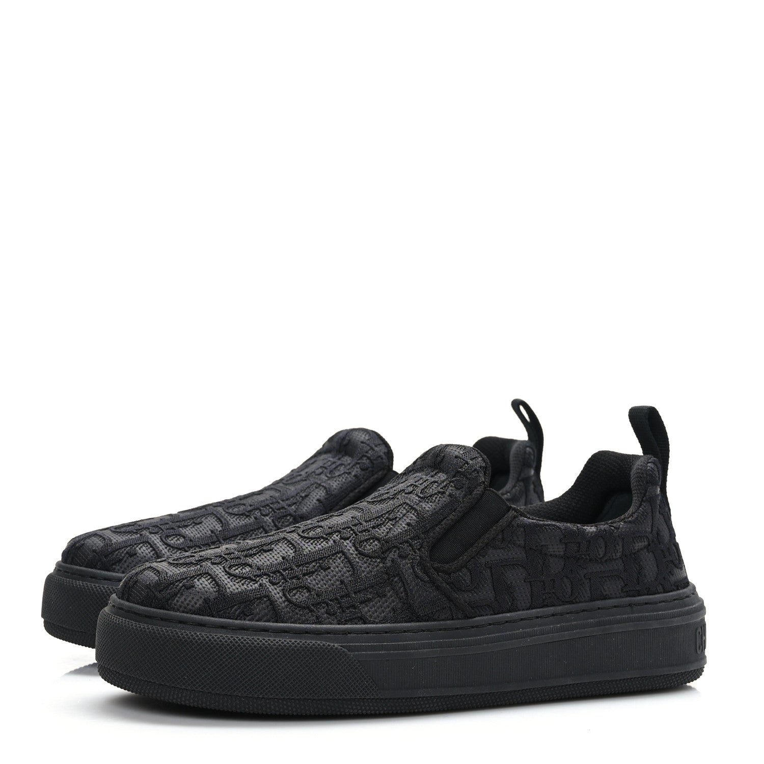 Christian Dior Shiny Technical Fabric Oblique Embroidered Womens Solar Slip On Sneakers 37 Black 3 of 8