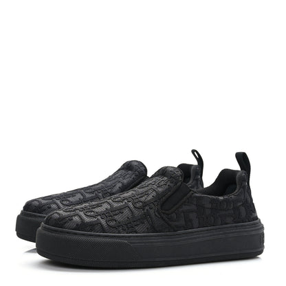 Christian Dior Shiny Technical Fabric Oblique Embroidered Womens Solar Slip On Sneakers 37 Black 3 of 8