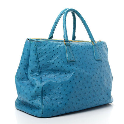 Prada Ostrich Medium Galleria Double Zip Tote Turchese 3 of 10