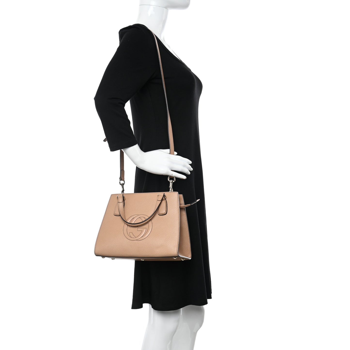 Dollar Calfskin Medium Soho Top Handle Satchel Camelia