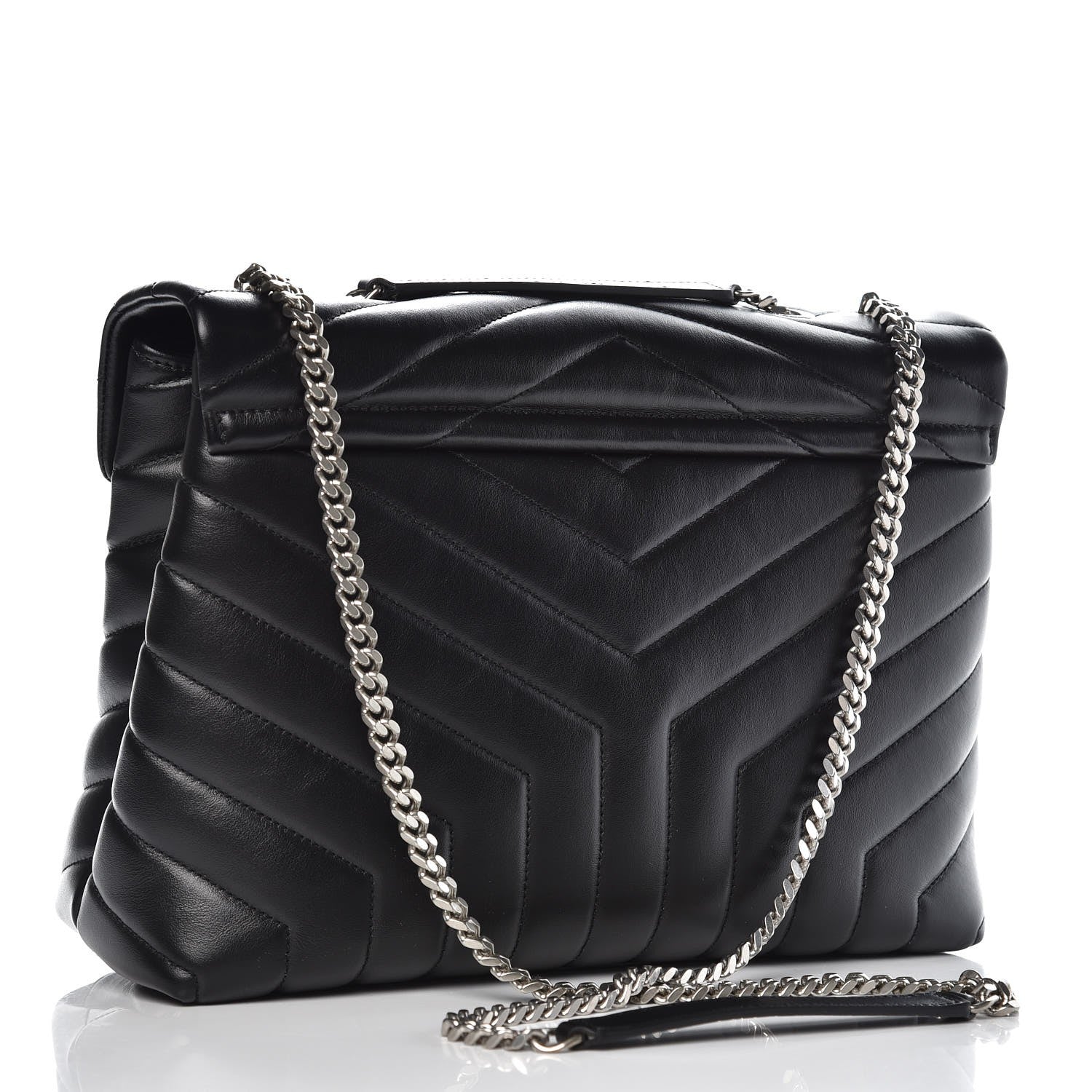 Saint Laurent Calfskin Y Quilted Monogram Medium Loulou Chain Satchel Black 3 of 7