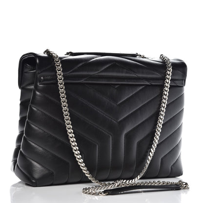 Saint Laurent Calfskin Y Quilted Monogram Medium Loulou Chain Satchel Black 3 of 7