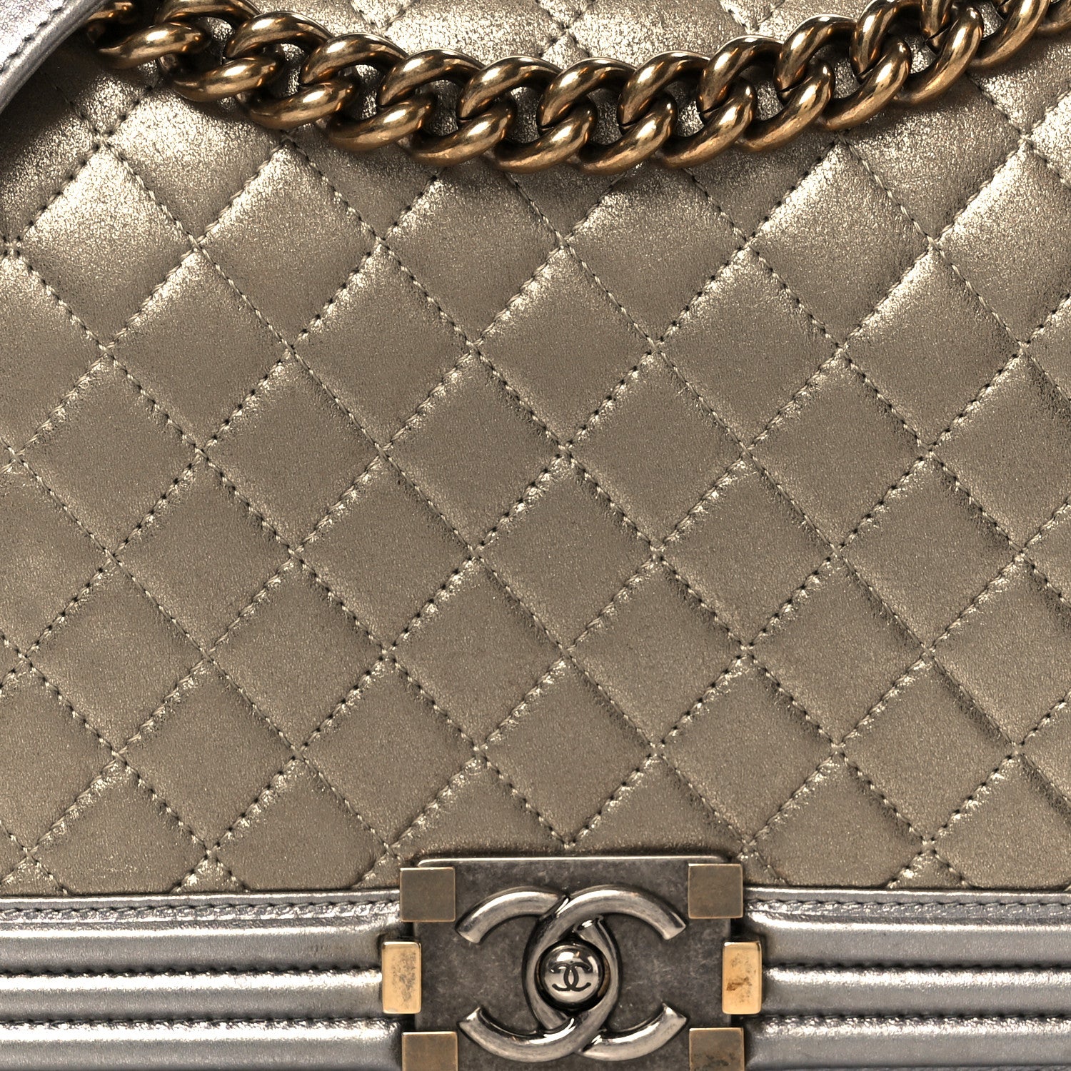 Chanel Metallic Calfskin Quilted New Medium Boy Flap Khaki 8 of 10
