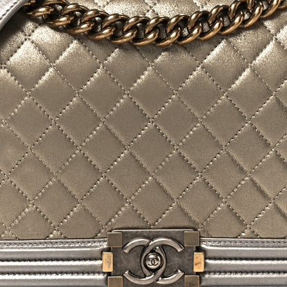Chanel Metallic Calfskin Quilted New Medium Boy Flap Khaki 8 of 10
