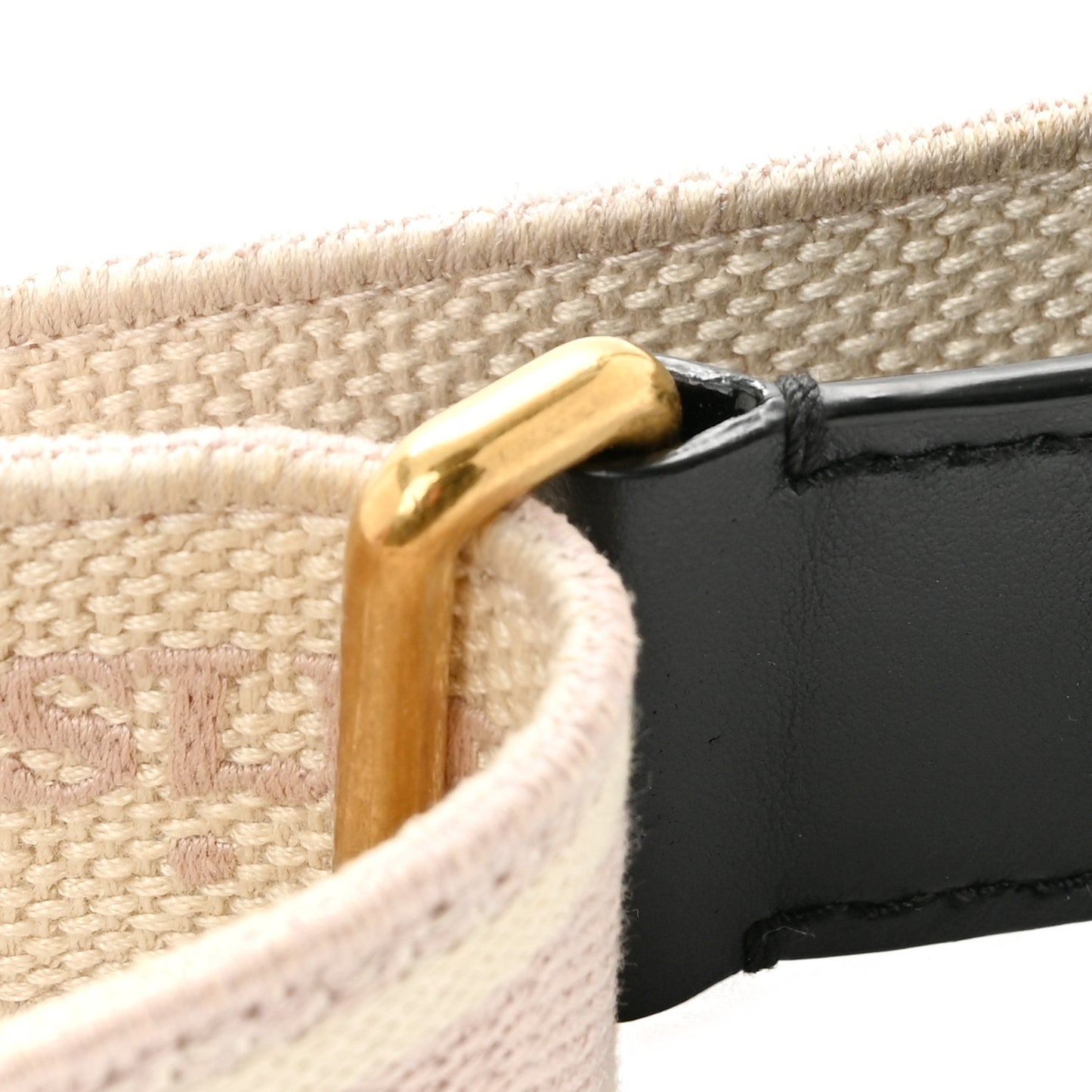 Canvas Embroidered Shoulder Strap Pink Beige
