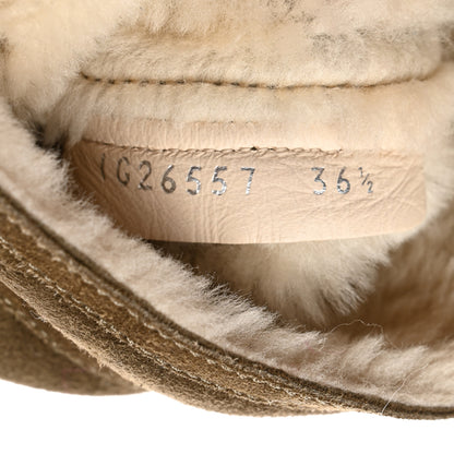 Chanel Suede Shearling Boots 36.5 Khaki 7 of 8