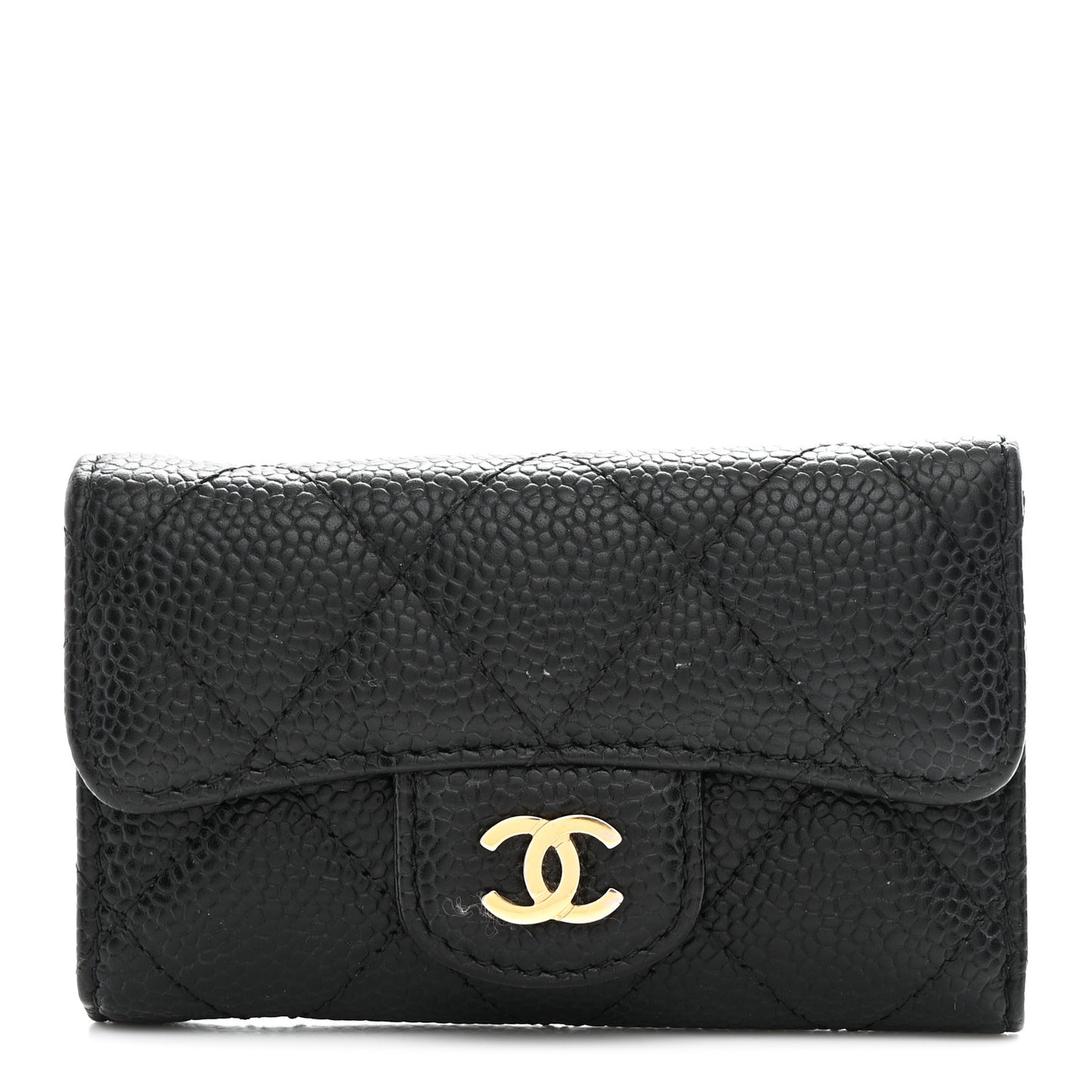 Caviar Quilted 6 Key Holder Black