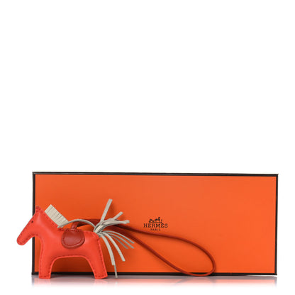Hermes Milo Lambskin Grigri Rodeo Horse Bag Charm PM Orange Poppy Craie Terre Battue 3 of 3