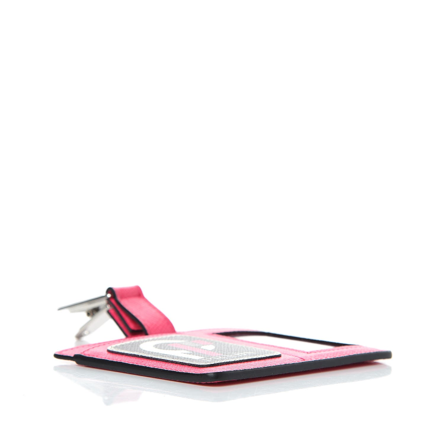 Saffiano Racing Logo Badge Holder Fuxia