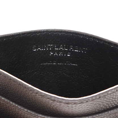 Saint Laurent Grain De Poudre Matelasse Chevron Monogram Credit Card Case Earth 6 of 9