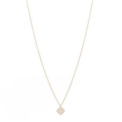Van Cleef & Arpels 18K Yellow Gold Mother of Pearl Sweet Alhambra Pendant Necklace 1 of 5