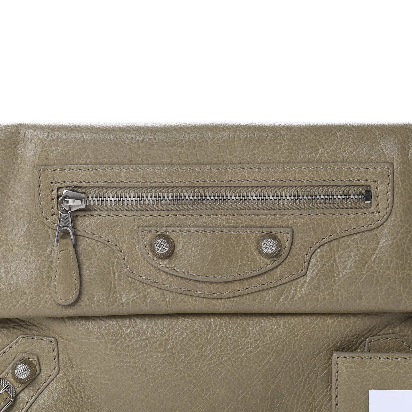 Agneau Giant 12 Silver Hardware Envelope Clutch Beige Latte