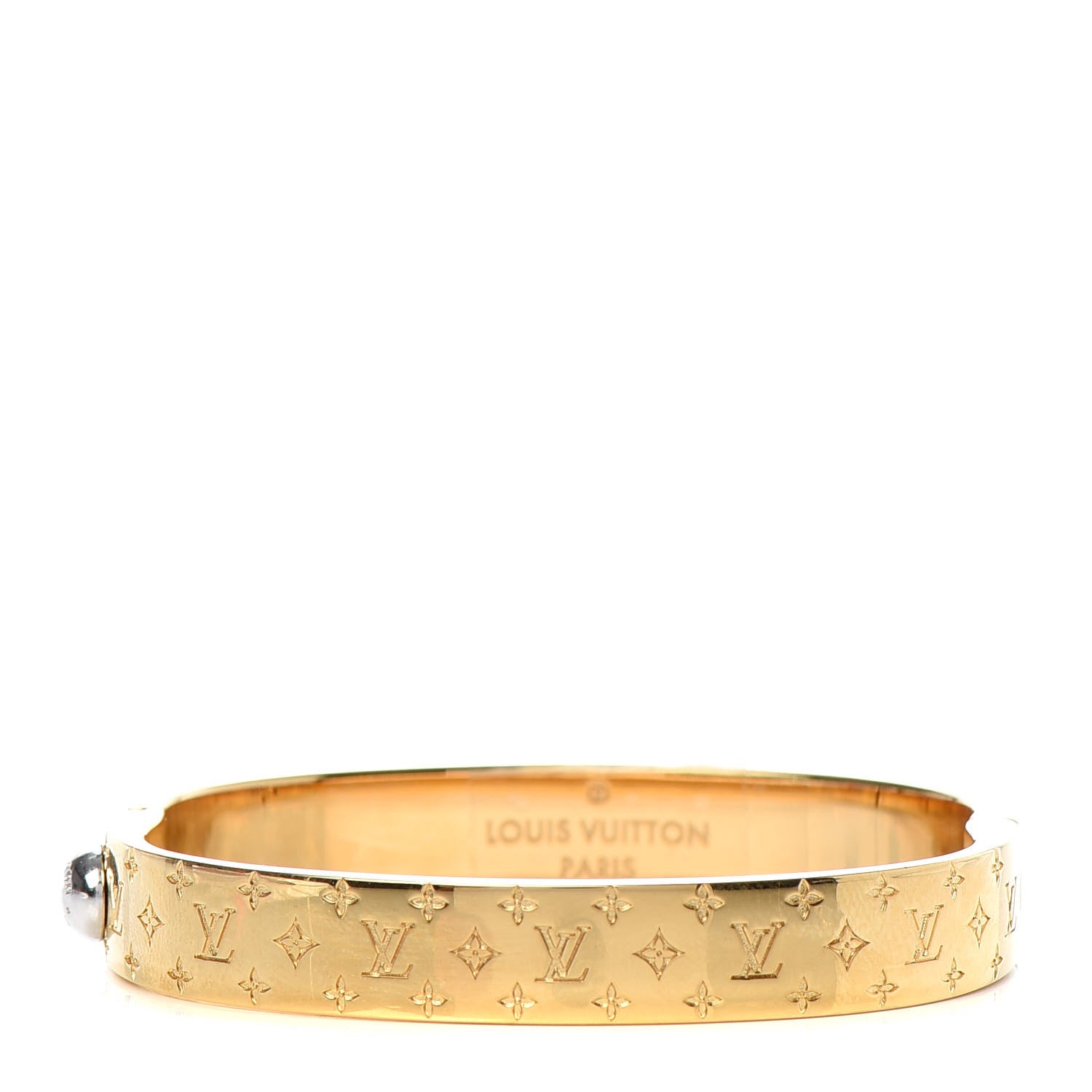 Louis Vuitton Brass Monogram Nanogram Cuff S Gold 1 of 5