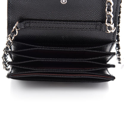 Chanel Caviar Quilted Flap Card Holder On Chain Black 5 of 12